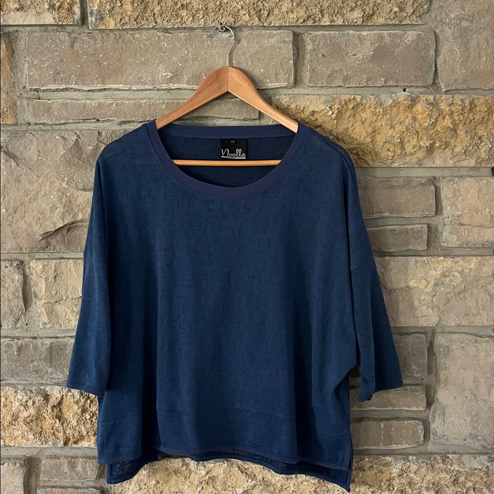 Noelle Midnight Blue Short Sleeve Crop Top S/M (8-10)